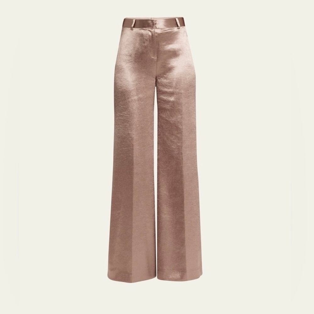 L’Agence Women’s Gavin Wide Leg Satin Pants Stretch In Sparrow Size 2 NWT